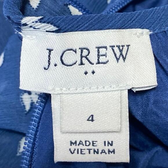 J.Crew Blue Floral Short Flutter Sleeve Ruffle Tiered Zip Midi A Line Dress Sz 4 - Picture 3 of 4